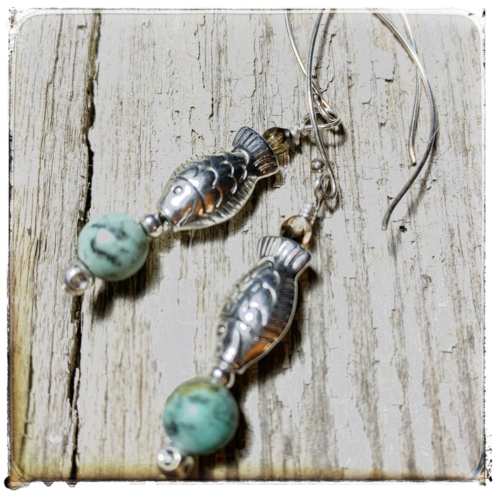 Howlite “turquoise”/Sterling Earwires by Susan Ray